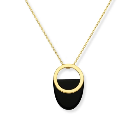 Naszyjnik pozłacany z onyksem