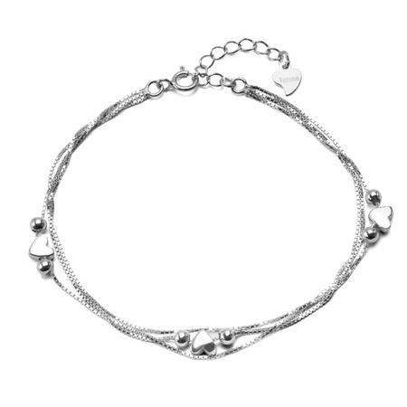 Bransoletka srebrna potrójna z serduszkami