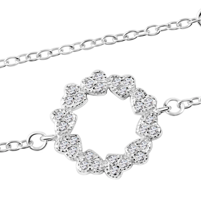 Bransoletka srebrna kółko z cyrkoniami