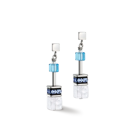 Kolczyki Coeur de Lion niebiesko białe stal