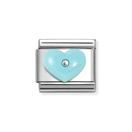 Nomination Element link do bransoletek Nomination Composable Stal + Srebro 925 turkusowe serce
