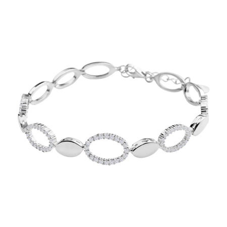 Bransoletka srebrna owal cyrkonie