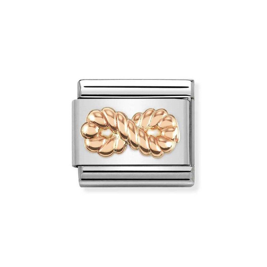 Element link do bransoletek Nomination Composable Stal + Różowe Złoto 9k znak nieskończoności pleciony