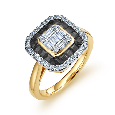 Złoty pierścionek z czarnymi diamentami