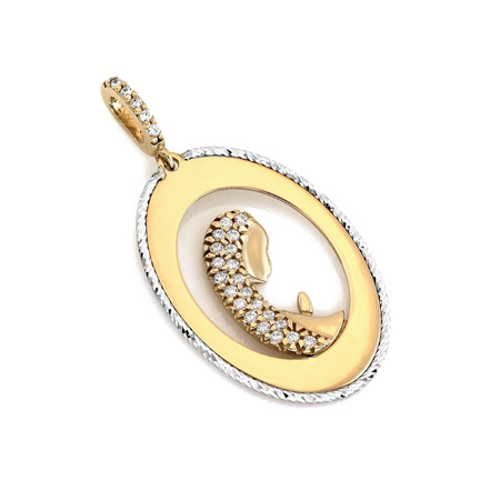 Złoty medalik MB ażurowy z cyrkoniami