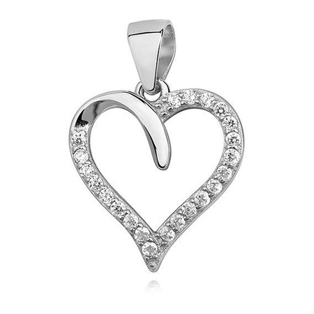 Srebrna zawieszka serce z cyrkoniami