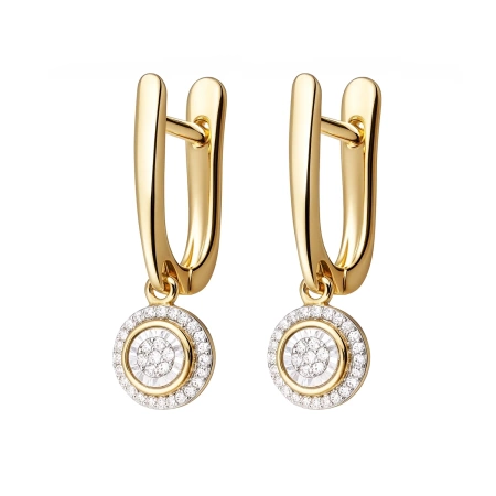 Złote kolczyki wiszące z diamentami