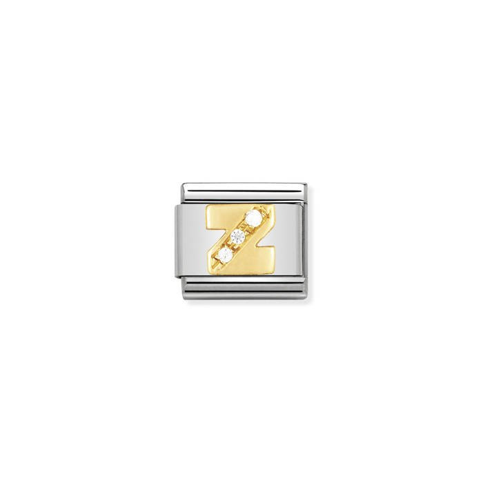 Element link do bransoletek Nomination Composable stal + złoto 18k Z cyrkonie