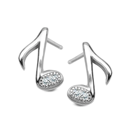 Kolczyki nutki cyrkonie srebro rodowane