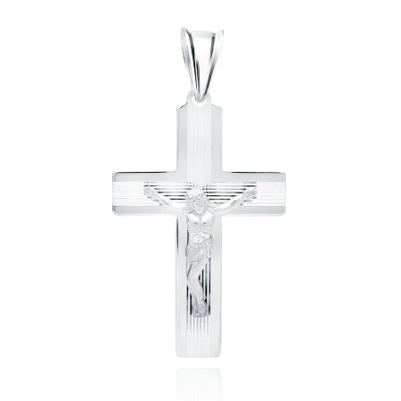 Srebrny krzyżyk rodowany diamentowany