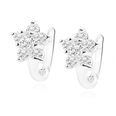 Kolczyki srebrne kwiatki z cyrkoniami sztyfty