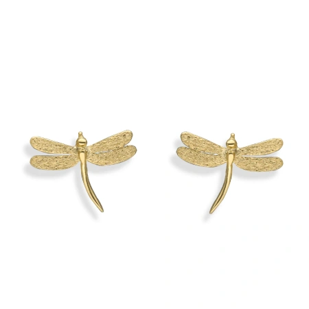 Kolczyki srebrne pozłacane ważki sztyfty