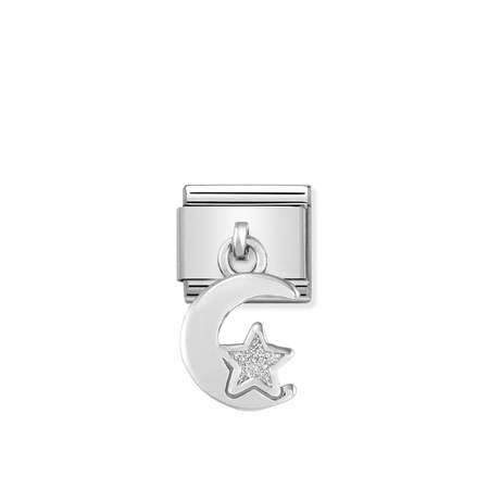 Element link do bransoletek Nomination Composable Stal +srebro 925 księżyc gwiazda wiszący