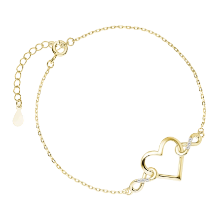 Bransoletka pozłacana z sercem i nieskończonością