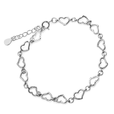 Bransoletka srebrna z sercami diamentowana