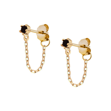 Kolczyki srebrne pozłacane z czarną cyrkonią