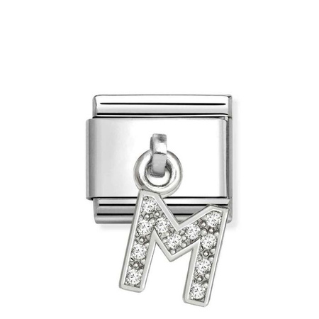 Element link do bransoletek Nomination Composable Stal + Srebro 925 litera M z cyrkoniami