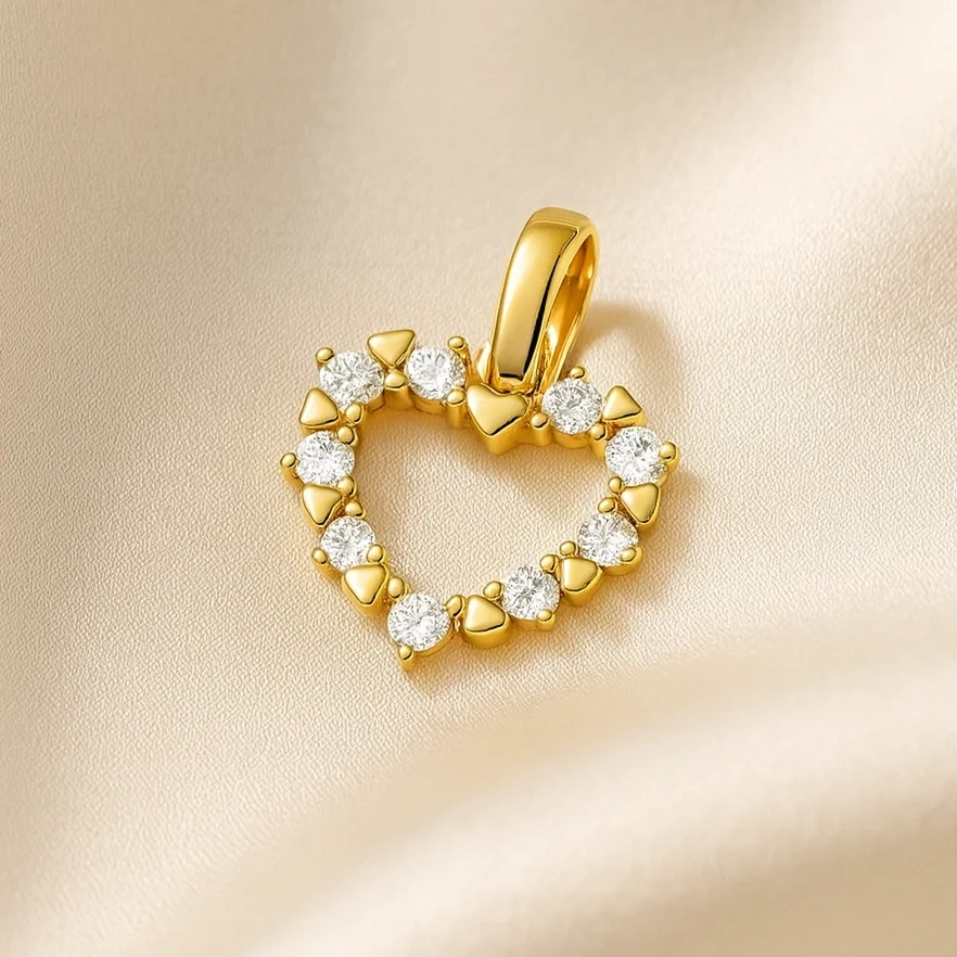 Zawieszka złota serce cyrkonie