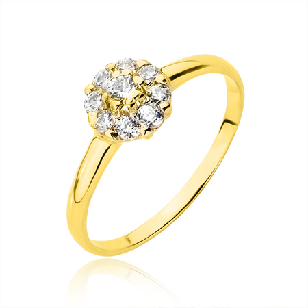 Złoty pierścionek z cyrkoniami