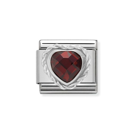 Element link do bransoletek Nomination Composable Stal + Srebro 925 serce czerwone