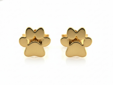 Złote kolczyki łapka psa