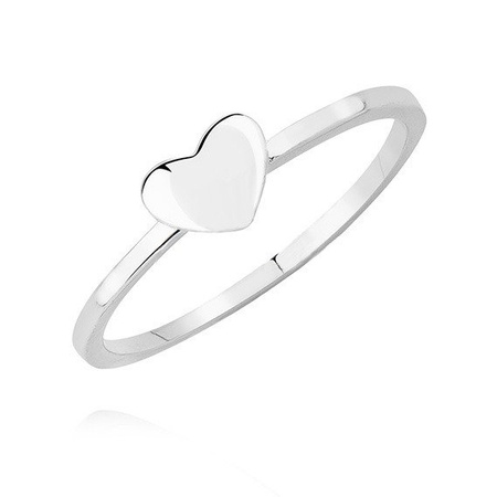 Srebrny rodowany pierścionek serce