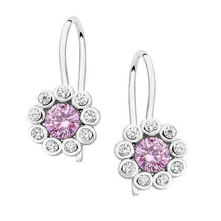 Srebrne kolczyki kwiatki z cyrkoniami