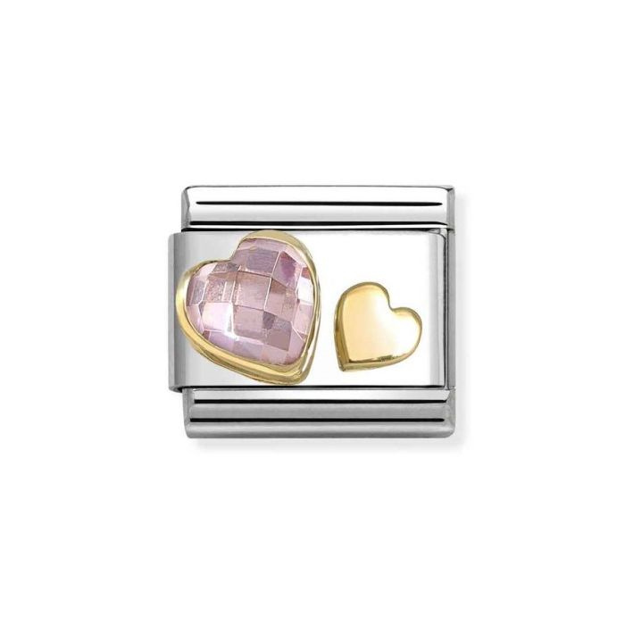 Nomination Element link do bransoletekNomination Composable Stal + Złoto 18k dwa serca z różową cyrkonią