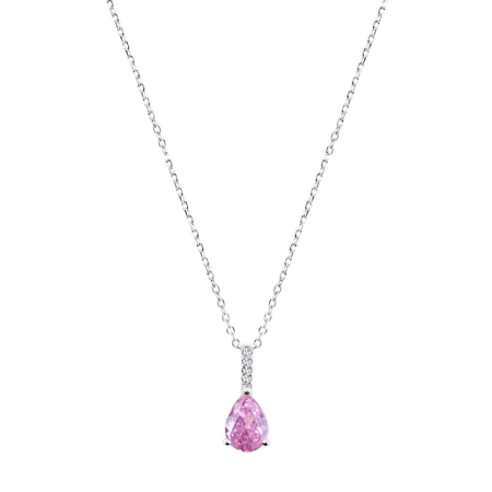 Naszyjnik srebrny z zawieszką z różową cyrkonią