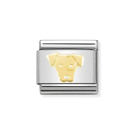 Element link do bransoletek Nomination Composable stal + złoto 18k pies Jack Russell