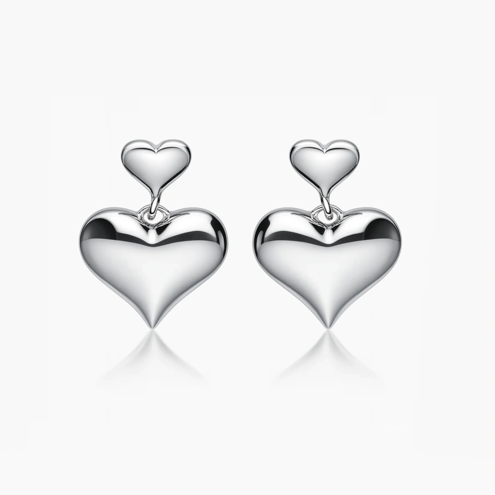 Kolczyki srebrne wiszące serduszka
