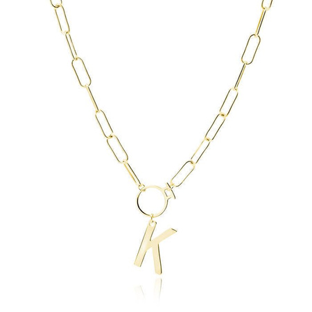 Naszyjnik srebrny złoty Litera K z kółkiem