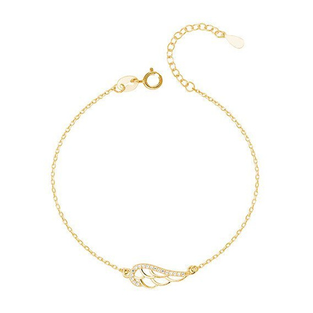 Srebrna pozłacana bransoletka ze skrzydłem