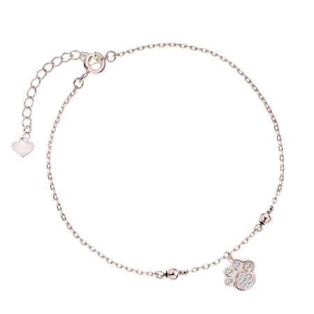 Srebrna bransoletka z łapą z cyrkoniami pozłacana różowe zloto