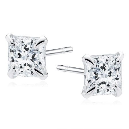 Srebrne kolczyki z kwadratową cyrkonią 4 mm