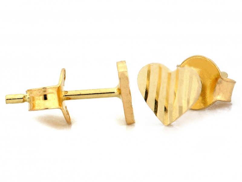 Złote kolczyki serca diamentowane