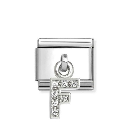 Element link do bransoletek Nomination Composable Stal + Srebro 925 litera F z cyrkoniami