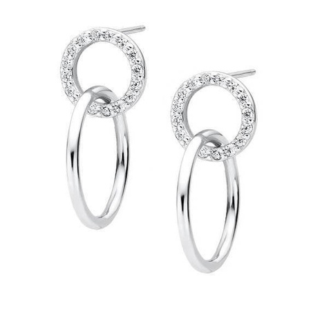 Kolczyki srebrne kółka podwójne z cyrkoniami