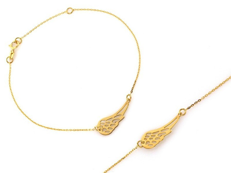 Złota bransoletka skrzydło celebrytka