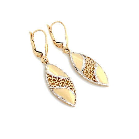 Kolczyki złote wiszące z ażurowym wzorem