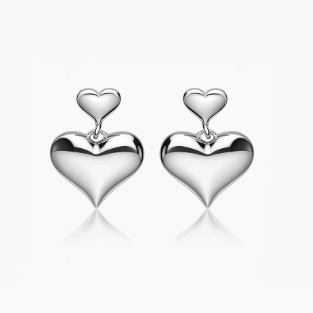 Kolczyki srebrne wiszące serduszka