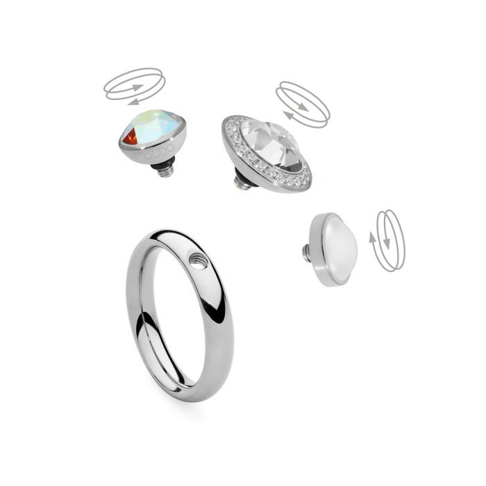 Element wkręcany top Qudo Arezzo 4mm stal Crystal