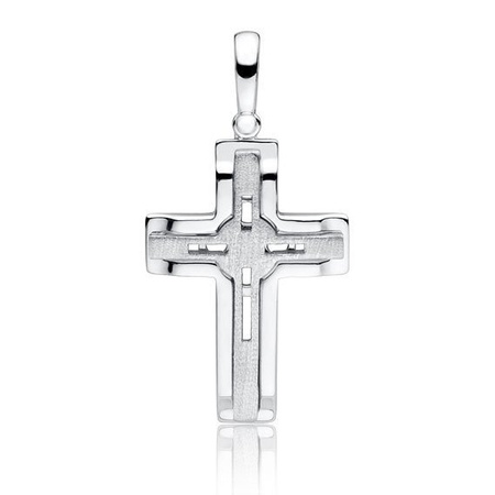 Srebrny krzyżyk zawieszka satynowany