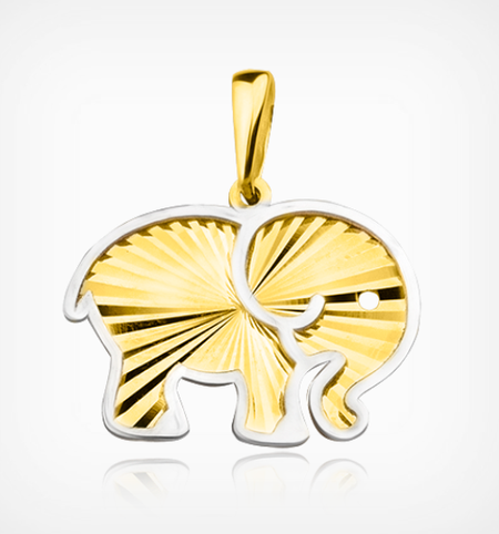 Złota zawieszka słonik diamentowany