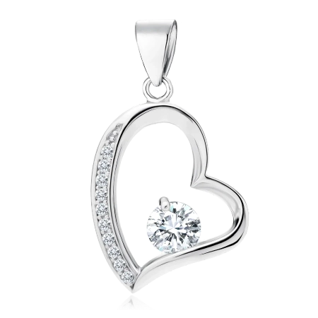 Zawieszka srebrne serce z cyrkonią