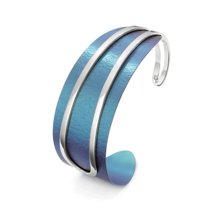 Bransoletka srebrna szeroka tytan zielony