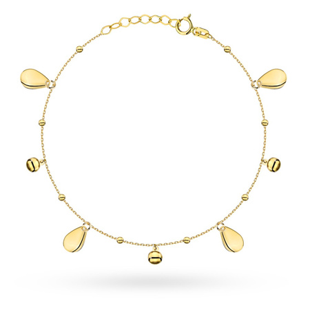 Bransoletka złota z gładkimi kulkami i wiszącymi kropelkami