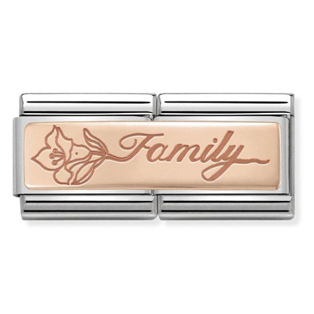 Element link do bransoletek Nomination Composable Stal + Różowe Złoto 9k rodzina z kwiatkiem