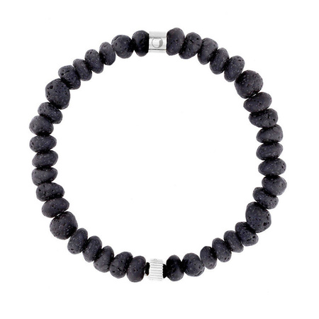 Bransoletka męska stal szlachetna lawa wulkaniczna