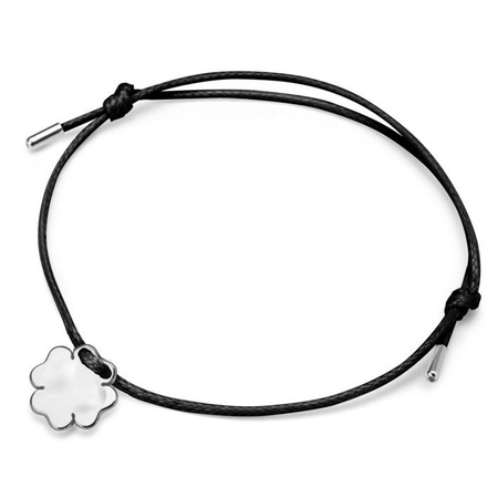 Bransoletka na sznurku srebrna koniczyna